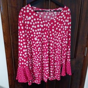 Susan Graver Pink Ruffled Blouse Relaxed Fit